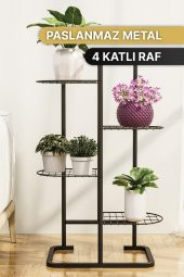 Bino Saksılık 4 KATLI Metal Çiçeklik Dekoratif Lüks Bahçe Mobilyası Saksı Standı Bahçe Balkon Rafı - 3