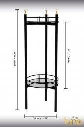 Bino Saksılık Organizer Bahçe Balkon Standı Çiçeklik Dekoratif Lüks Metal 2 Katlı Servis Sunum Tepsi - 3