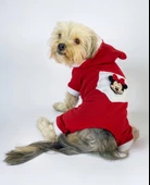 Kırmızı Sevimli Fare Duo Kapşonlu Köpek Tulumu - 1