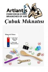 Çubuk Mıknatıs Deney Malzemesi 10 Adet Okul Projeleri İçin I Şekilli Çubuk Mıknatıs Kırmızı Mavi Boyalı - 2