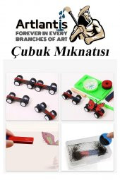 Çubuk Mıknatıs Deney Malzemesi 10 Adet Okul Projeleri İçin I Şekilli Çubuk Mıknatıs Kırmızı Mavi Boyalı - 4