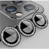 İphone 11 Pro Max  Taşlı Kamera Lens Koruyucu Çerçeveli Koruyucu thumbnail 6