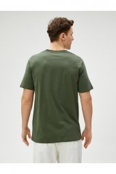 Slogan Baskılı Tişört Bisiklet Yaka Dar Kesim Pamuklu thumbnail 4