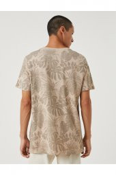 Çiçek Desenli Tişört Slogan Baskılı Bisiklet Yaka Kısa Kollu thumbnail 4