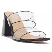 Dagoster DZA07-112846 Siyah Şeffaf Çift Bantlı Klasik Topuklu Kadın Terlik - 1