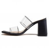 Dagoster DZA07-112846 Siyah Şeffaf Çift Bantlı Klasik Topuklu Kadın Terlik - 3