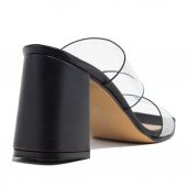 Dagoster DZA07-112846 Siyah Şeffaf Çift Bantlı Klasik Topuklu Kadın Terlik - 4