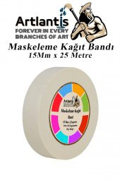 Maskeleme Bandı Kağıt Bant 15 mm 25 Metre 1 Adet Boya Bantı Maskeleme Kağıt Bant Duvar Yağlı Boya Badana thumbnail 1