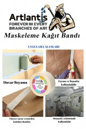 Maskeleme Bandı Kağıt Bant 38 mm 25 Metre 1 Adet Boya Bantı Maskeleme Kağıt Bant Duvar Yağlı Boya Badana - 2