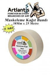 Maskeleme Bandı Kağıt Bant 38 mm 25 Metre 6 Adet Boya Bantı Maskeleme Kağıt Bant Duvar Yağlı Boya Badana thumbnail 1