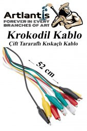 Krokodil Kablo 52 cm 10 lu 1 Paket Timsah Ağızlı İki Tarafı Kıskaçlı Kablo Elektrik Deney Kablosu Klipsli - 2