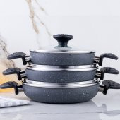 Meşeler Granit 3’lü Omlet Set -Gri - 1