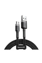 Cafule Serisi 2.4A 1 Metre Micro Usb Data Şarj Kablosu Gri Siyah thumbnail 1