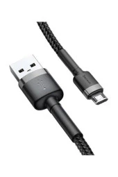 Cafule Serisi 2.4A 1 Metre Micro Usb Data Şarj Kablosu Gri Siyah thumbnail 3