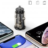 KUULAA 3.4A 17W Hızlı Şarj Şeffaf Mini Dual USB Araç Şarj Başlık - 3