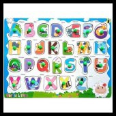 Ahşap Çocuk Gelişimi Neşeli Harfler Puzzle Yapboz - 1