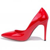 Dagoster DZA07-388460 Kırmızı Rugan Stiletto Topuklu Kadın Ayakkabı - 3