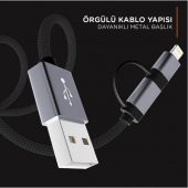 LinkTech K555 2in1 Lightning / Micro USB Şarj Kablosu - 2