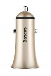 Trumpet Serisi 3.1A Çift Usb Girişli Metal Araç Şarjı Gold - 1