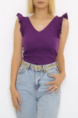 ZhlButik Önü Arka V Yakalı Triko Bluz - 7