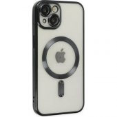 Ally iPhone 14 Plus 6.7inç Renkli Kenar Lazer Çerçeveli Magsafe Uyumlu Silikon Kılıf - 1