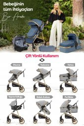 Kiwi City Way 5 in 1 Bebek Arabasi,Taşıma Koltuğu,Bakım Çantası,Yağmurluk-Kahverengi - 4