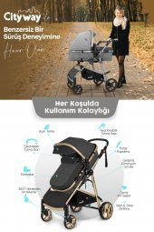 Kiwi City Way 5 in 1 Bebek Arabasi,Taşıma Koltuğu,Bakım Çantası,Yağmurluk-Kahverengi - 5