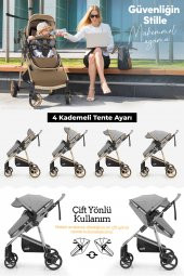 Kiwi City Way 5 in 1 Bebek Arabasi,Taşıma Koltuğu,Bakım Çantası,Yağmurluk-Kahverengi - 7