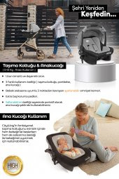 Kiwi City Way 5 in 1 Bebek Arabasi,Taşıma Koltuğu,Bakım Çantası,Yağmurluk-Kahverengi - 8