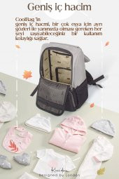 Kiwi CoolBag Anne Bebek Sırt Bakım Çantası Gri Somon - 3