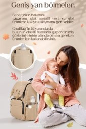 Kiwi CoolBag Anne Bebek Sırt Bakım Çantası Gri Somon - 5