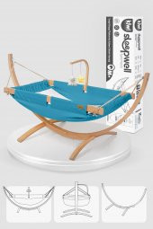 Kiwi Sleepwell Doğal Ahşap Platformlu Sallanır Bebek Hamağı Mavi - 1