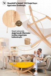 Kiwi Sleepwell Doğal Ahşap Platformlu Sallanır Bebek Hamağı Mavi - 3