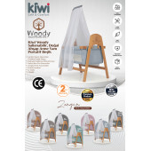Kiwi Woody Sallanabilir Doğal Ahşap Anne Yanı Portatif Beşik Açık Mavi - 2