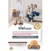 Kiwi Woody Sallanabilir Doğal Ahşap Anne Yanı Portatif Beşik Açık Mavi - 3