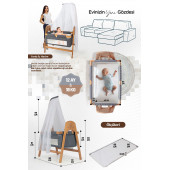 Kiwi Woody Sallanabilir Doğal Ahşap Anne Yanı Portatif Beşik Pembe - 10