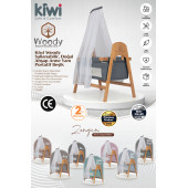 Kiwi Woody Sallanabilir Doğal Ahşap Anne Yanı Portatif Beşik Mavi - 2