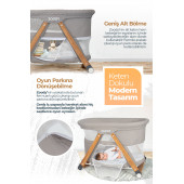 Kiwi Zoody 3 in 1 Bebek Beşiği, Oyun Parkı ve Park Yatak Mavi - 7