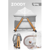 Kiwi Zoody 3 İn 1 Bebek Beşiği, Oyun Parkı Ve Park Yatak Gri - 1