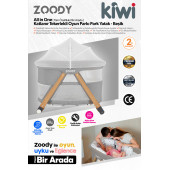 Kiwi Zoody 3 in 1 Bebek Beşiği, Oyun Parkı ve Park Yatak Vizon - 2