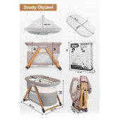 Kiwi Zoody 3 in 1 Bebek Beşiği, Oyun Parkı ve Park Yatak Latte - 12