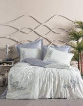 Cotton Box Brode Nakışlı Çift Kişilik Saten Nevresim Takımı Bianna Gri thumbnail 1