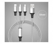 Concord 2.4A 120Cm 3 Çıkışlı Mikro Usb Lightning Type-C Kablo - 2