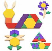 Ahşap 125 Parça Blok Eğitici Tangram Puzzle - 4