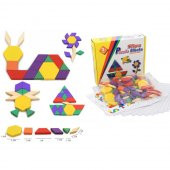 Ahşap 125 Parça Blok Eğitici Tangram Puzzle - 5