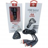 Arbaks 4A 3in1 Hızlı Araç Şarj Seti (Apple iPhone-Micro-Typec) Arbaks ARB-007 - 1