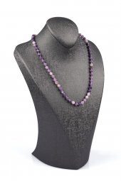 Lepidolit Doğal Taş 6 mm Düğümlü Kolye thumbnail 2