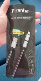 Piranha 2in1 Mikro Usb + Lightning Dual Usb Kablo - 2