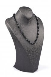 Karlı Obsidyen Doğal Taş 6 mm Düğümlü Kolye - 2