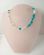 Kolye Turkuaz Kırık Doğal Taş Kolye Kötü Göz Kovucu Nazar Gerdanlık Çakra Enerji Takı Aksesuar - 1